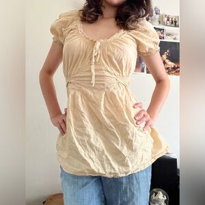 Coquette Cream Babydoll Top